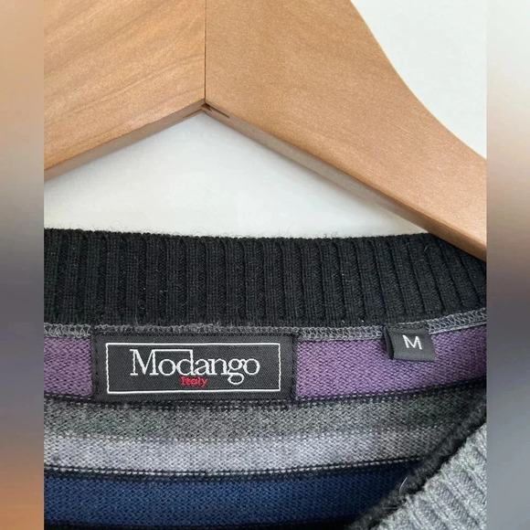 Modango purple and gray striped sweater size medium - Picture 2 of 5